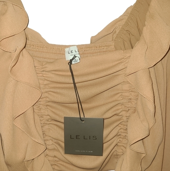 NWT LE LIS Small Romantic Boho Ruffle Long Sleeve Crop Top - Picture 3 of 3